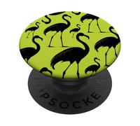 Tropical Trendy Oiseau Animaux Charme Noir Vert Flamant Rose PopSockets PopGrip Adhésif