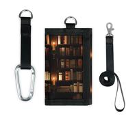 TropicalLife Bibliothèque Vintage Bibliothèque Portefeuille Slim Petite Poche Organisateur d'Argent Vieille Bibliothèque Léger Portable Sac à Manger