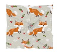 TropicalLife Foulard carré pour femme - Bandana en polyester soyeux de 60 x 60 cm avec imprimé montagne Fuji japonaise, Mignon renard cerise, 60*60cm