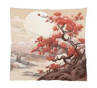 TropicalLife Foulard carré pour femme - Bandana en polyester soyeux de 60 x 60 cm avec imprimé montagne Fuji japonaise, Cerisier japonais, 60*60cm