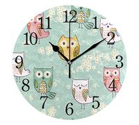 TropicalLife GIGIJY Horloge murale ronde silencieuse avec fleurs Motif chouettes