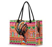 TropicalLife Grand sac à main ethnique africain à motif floral pour femmes, jeunes filles, sac fourre-tout à bandoulière, sac de shopping, travail, gym, organiseur avec poignée sur le dessus, couleur,