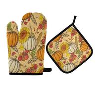 TropicalLife Hajie Ensemble de maniques rétro en forme de citrouille, de baies et de tournesol résistant à la chaleur avec boucle de suspension pour homme et femme