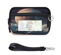 TropicalLife Portefeuille 3D Galaxy Planet Ocean Ship pour femmes, hommes, enfants, filles, garçons, porte-monnaie avec mini fermeture éclair et fenêtre pour carte d'identité, léger, portable, petit