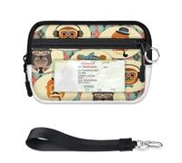 TropicalLife Portefeuille à motif singe hipster pour femmes, hommes, enfants, filles, garçons, porte-cartes, mini fermeture éclair avec fenêtre pour carte d'identité, léger et portable, petit sac de
