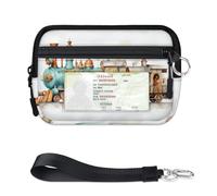 TropicalLife Portefeuille à motif train à vapeur pour femmes, hommes, enfants, filles, garçons, mini porte-cartes à fermeture éclair avec fenêtre pour carte d'identité, léger et portable, petit sac de