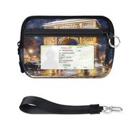 TropicalLife Portefeuille aquarelle France Arc de Triomphe pour femmes, hommes, enfants, filles, garçons, mini porte-cartes à fermeture éclair avec fenêtre pour carte d'identité, léger et portable