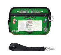 TropicalLife Portefeuille avec affiche de billard pour femmes, hommes, enfants, filles, garçons, porte-cartes à fermeture éclair avec fenêtre pour carte d'identité, léger et portable, petit sac de