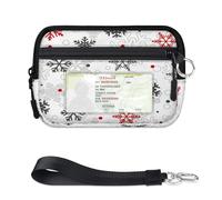 TropicalLife Portefeuille de Noël en forme de flocons de neige pour femmes, hommes, enfants, filles, garçons, porte-cartes de Noël avec fermeture éclair et fenêtre pour carte d'identité, léger et