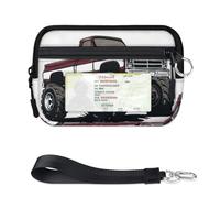 TropicalLife Portefeuille en forme de camion monstre américain pour femmes, hommes, enfants, filles, garçons, mini porte-cartes zippé avec fenêtre pour carte d'identité, léger et portable, petit sac