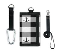 TropicalLife Portefeuille fin à motif d'ancre à carreaux - Petit sac de rangement pour argent - Léger et portable