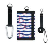 TropicalLife Portefeuille fin et léger avec motif ancre rouge et vagues bleues