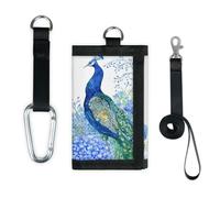 TropicalLife Portefeuille fin et léger avec motif floral bleu paon