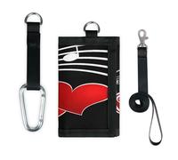 TropicalLife Portefeuille fin et léger avec notes de musique - Petit sac de rangement pour billets - Rouge - Cœur d'amour