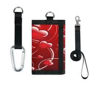 TropicalLife Portefeuille fin pour la Saint Valentin - Petit sac de rangement pour argent - Motif cœur rouge - Léger et portable