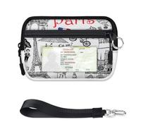 TropicalLife Portefeuille imprimé France Paris pour femmes, hommes, enfants, filles, garçons, mini porte-cartes à fermeture éclair avec fenêtre pour carte d'identité, léger et portable, petit sac de