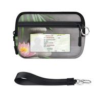 TropicalLife Portefeuille japonais à motif floral zen pour femmes, hommes, enfants, filles, garçons, porte-monnaie japonais, mini porte-cartes zippé avec fenêtre pour carte d'identité, léger et