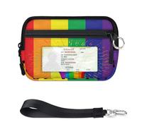 TropicalLife Portefeuille Love Rainbow Gay Pride pour femmes, hommes, enfants, filles, garçons, porte-monnaie, mini porte-cartes à fermeture éclair avec fenêtre pour carte d'identité, léger et
