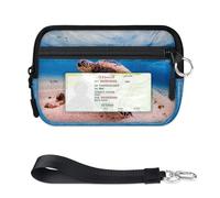 TropicalLife Portefeuille motif tortues de mer océans pour femmes, hommes, enfants, filles, garçons, porte-cartes, mini fermeture éclair avec fenêtre pour carte d'identité, léger et portable, petit