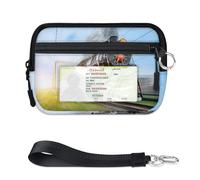 TropicalLife Portefeuille noir en forme de train à vapeur pour femmes, hommes, enfants, filles, garçons, porte-monnaie vintage avec mini fermeture éclair et fenêtre pour carte d'identité, léger et