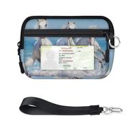 TropicalLife Portefeuille Ocean Run Horse pour femmes, hommes, enfants, filles, garçons, porte-monnaie, mini porte-cartes zippé avec fenêtre pour carte d'identité, léger et portable, petit sac de