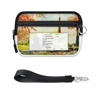 TropicalLife Portefeuille paysage de France Paris pour femmes, hommes, enfants, filles, garçons, mini porte-cartes à fermeture éclair avec fenêtre pour carte d'identité, léger et portable, petit sac