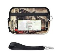 TropicalLife Portefeuille rétro en forme de train à vapeur pour femmes, hommes, enfants, filles, garçons, porte-monnaie à motif de train, mini porte-cartes à fermeture éclair avec fenêtre pour carte