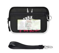 TropicalLife Portefeuille squelette avec motif signe de paix pour femmes, hommes, enfants, filles, garçons, mini porte-cartes à fermeture éclair avec fenêtre pour carte d'identité, léger et portable