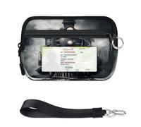 TropicalLife Portefeuille vintage 3D en forme de train à vapeur pour femmes, hommes, enfants, filles, garçons, porte-monnaie, mini porte-cartes à fermeture éclair avec fenêtre pour carte d'identité