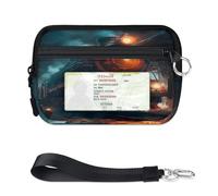 TropicalLife Portefeuille vintage motif train à vapeur aquarelle pour femmes, hommes, enfants, filles, garçons, porte-monnaie, mini porte-cartes zippé avec fenêtre pour carte d'identité, léger et