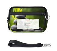 TropicalLife Portefeuille Zen Basalte Orchidée Bambou pour femmes, hommes, enfants, filles, garçons, porte-cartes Zen, mini étui à cartes à fermeture éclair avec fenêtre pour carte d'identité, léger