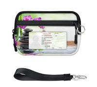 TropicalLife Portefeuille Zen Stone Flower pour femmes, hommes, enfants, filles, garçons, porte-monnaie japonais, mini étui à fermeture éclair avec fenêtre pour carte d'identité, léger et portable