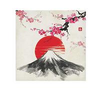 TropicalLife Serviettes de table japonaises Fuji Mountain Cherry Blossom en papier satiné polyester réutilisables pour table d'enfants 50,8 x 50,8 cm