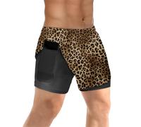 TropicalLife Short de course à pied pour homme à séchage rapide, motif léopard, short d'entraînement sportif pour homme avec poche pour téléphone 2 en 1, short d'entraînement de gym, couleur, M