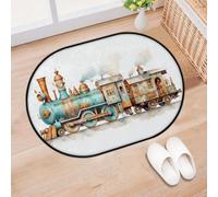 TropicalLife Tapis de porte d'entrée motif train à vapeur pour salon, cuisine, maison, salle de bain, tapis lavable pour intérieur et extérieur, paillasson antidérapant, 40 x 60 cm