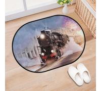 TropicalLife Tapis d'entrée motif train à vapeur coucher de soleil pour salon, cuisine, maison, salle de bain, vieux train, tapis lavable pour intérieur et extérieur, paillasson antidérapant, 40 x 60