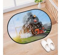 TropicalLife Tapis d'entrée motif train à vapeur noir pour salon, cuisine, maison, salle de bain, tapis vintage lavable, intérieur et extérieur, paillasson antidérapant, 40 x 60 cm