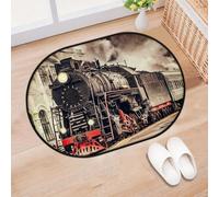 TropicalLife Tapis d'entrée vintage en forme de train à vapeur pour salon, cuisine, maison, salle de bain, train, tapis lavable pour intérieur et extérieur, paillasson antidérapant, 40 x 60 cm