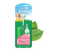 TropiClean Kit de nettoyage bucco-dentaire Fresh Breath pour chiots - Soins dentaires rafraîchissants pour l'haleine - Kit complet de brosse à dents pour chiots - Aide à éliminer la plaque et le tartre, pour chiots, 59 ml (l'emballage peut varier)