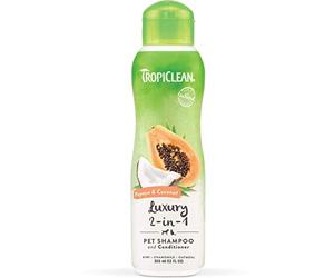 TropiClean Produit de toilettage pour chiens - Shampooing et soin de luxe 2-en-1 pour chiens et chats, issus d’ingrédients naturels, utilisé par les toiletteurs - Papaye et noix de coco, 355 ml