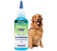 Tropiclean Solution nettoyant Oreilles à Double Action pour Chiens et Chats - Dissout doucement la Cire et Les débris - Élimine Les odeurs, apaise Les démangeaisons & infections, sans Parfum, 118 ML