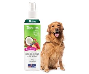 TropiClean Spray Anti Odeur pour Chiens, élimine les mauvaises odeurs & rafraîchit le pelage, désodorise Chiens & Chats - Fruits Rouges, 236 ml
