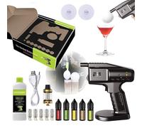 Troqullium Kit de Fumage de Cocktails avec Liquide, générateur de fumée, Pistolet à Bulles fumé portatif, infuseur de fumée USB, Machine à Bulles de Cuisine moléculaire