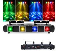 Troqullium Lumière disco 60 W, 100 motifs et 300 effets | Lumière de fête LED RVB à 4 lentilles, avec DMX, Auto, Maître-Esclave, Mode de contrôle du son et 2 ventilateurs