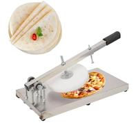 Troqullium Presse à Pizza Manuelle, Presse à aplatir la pâte, laminoir à pâte en Acier Inoxydable avec Grand Plateau de Presse for tartes, Pizzas, pâtisseries, Usage Domestique et Commercial(24cm)