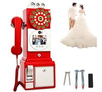 Troqullium Téléphone avec Livre d'or Audio-vidéo de Mariage, écran de 3,5pouces, avec Volume réglable sur 3niveaux et luminosité réglable sur 5niveaux, for Les Mariages et Les fêtes(Red)