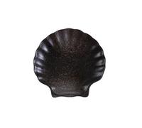 TROSIQUANJIA Assiette en porcelaine irrégulière en forme de feuille de plantain japonaise créative rétro assiette coquillage [point noir]