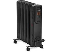 TROTEC Radiateur à bain d'huile TRH 25 E 2500 W, 11 ailettes, 3 vitesses | Thermostat digital, minuterie 12 h, télécommande, silencieux, mobile, 30m² / 75m³, chauffage d'appoint, protection antigel