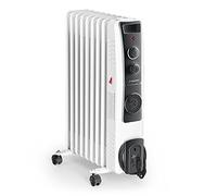 TROTEC Radiateur bain d'huile TRH 22 E, 2400W, Mode Turbo, Thermostat à réglage, 3 allures de chauffage, Roulettes et poignée de transport, silencieux, voyant de contrôle