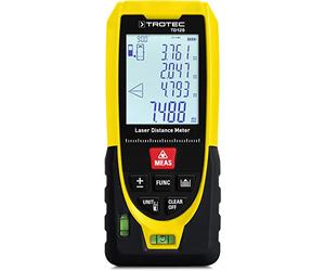 TROTEC Télémètre Laser TD120 Mesures de Distance portée 120 m, Fonctions Pythagore, 99 Jeux de données (Surfaces rectangulaires/calcul de volumes, IP54)